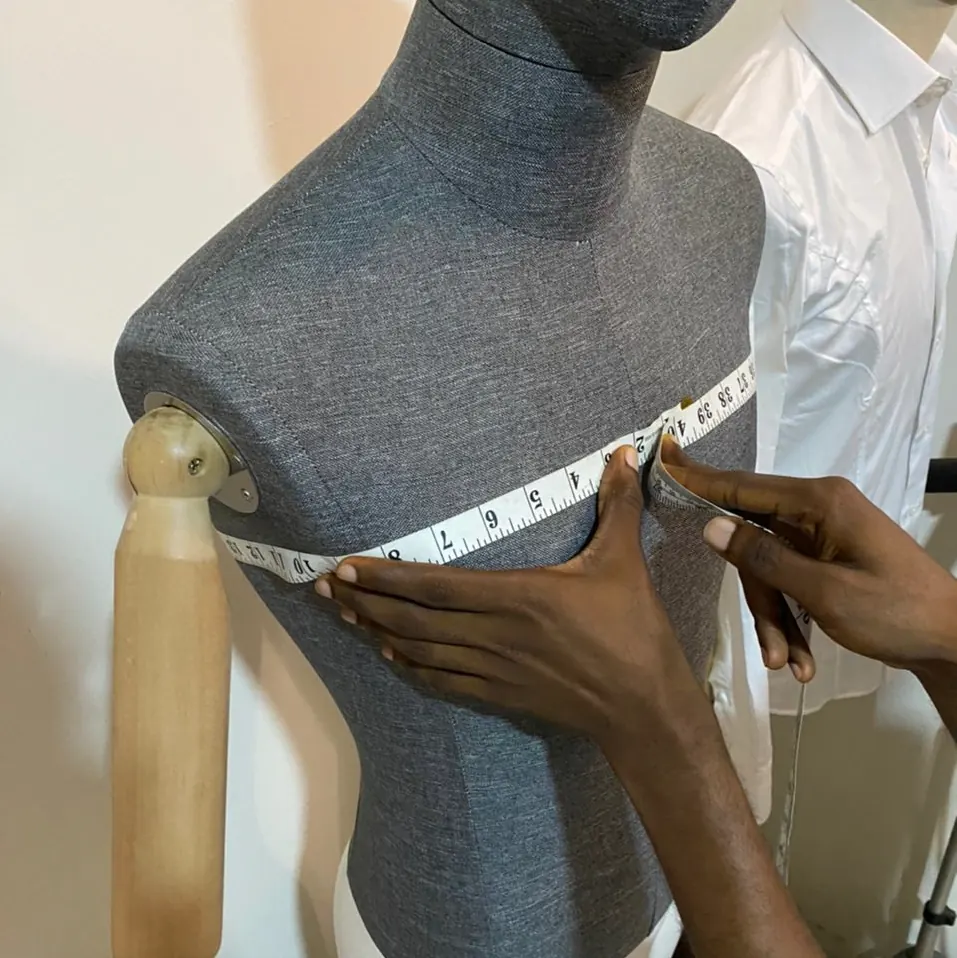 Chest circumference measured on a tailoring mannequin