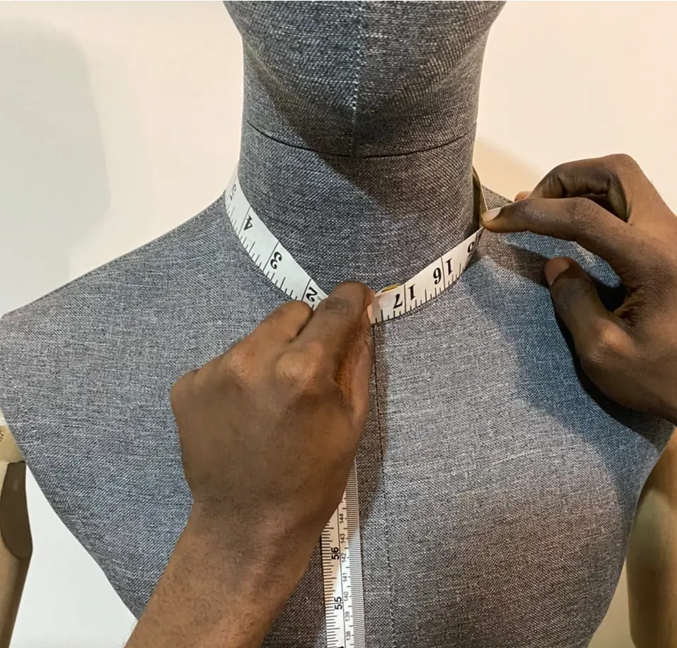 Neck circumference measured at the collar line