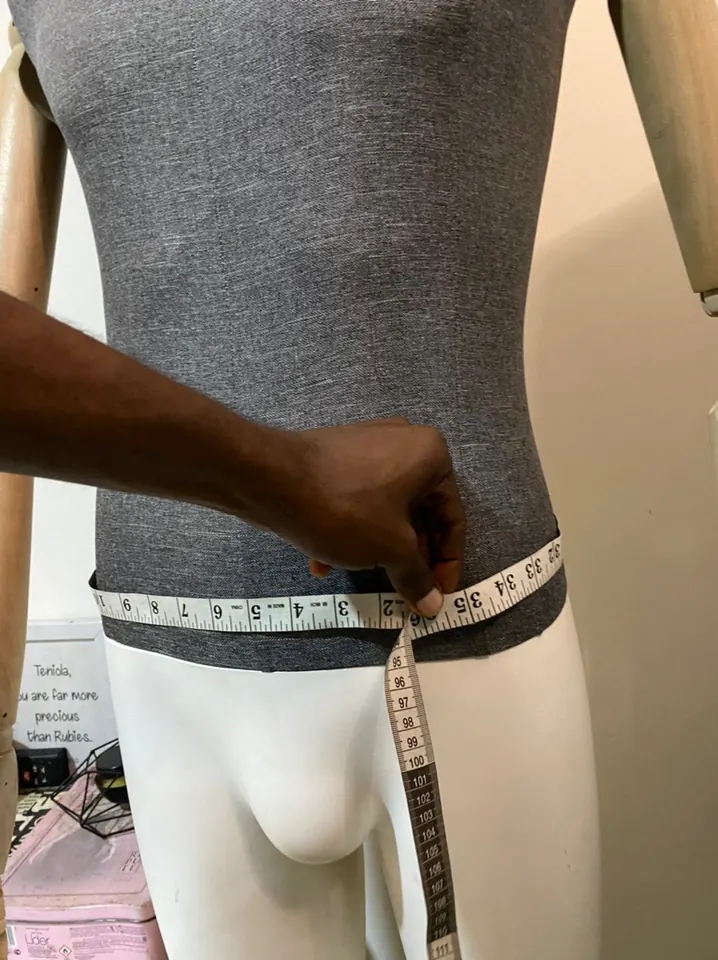 Waist circumference measured on a tailoring mannequin